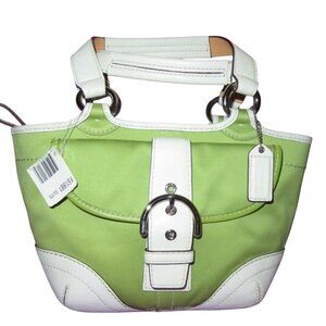 Coach 2005 Green & White Soho Twill & Leather Mini Tote Vintage New with tags!!